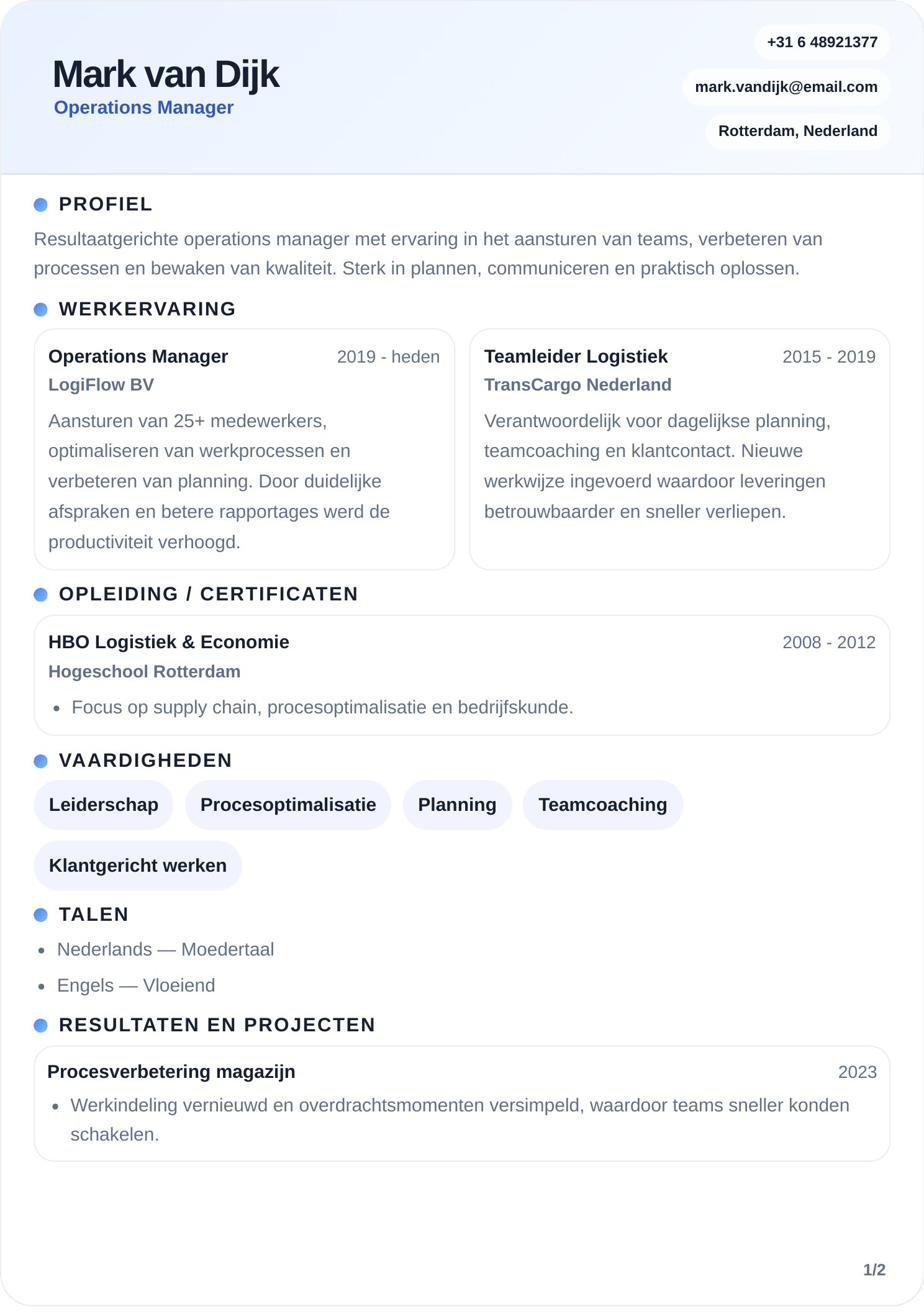 Voorbeeld CV 1 - Mark van Dijk